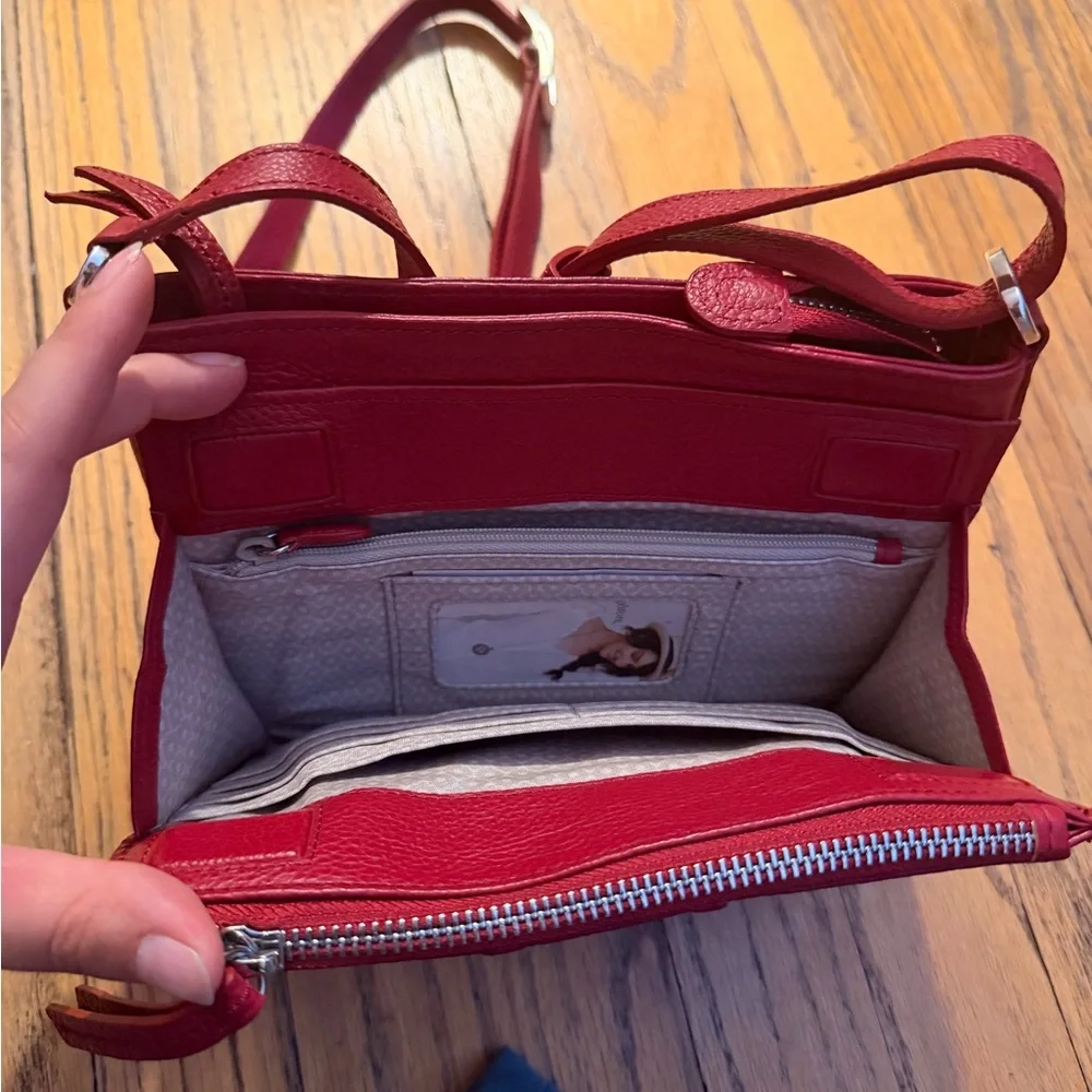 Brand new Brighton Women's Red Leather Crossbody Bag with Stud Detail